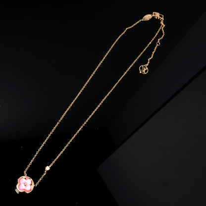 [Riva Jewelry ]COLOR BLOSSOM PINK MOP SUN GOLD NECKLACE
