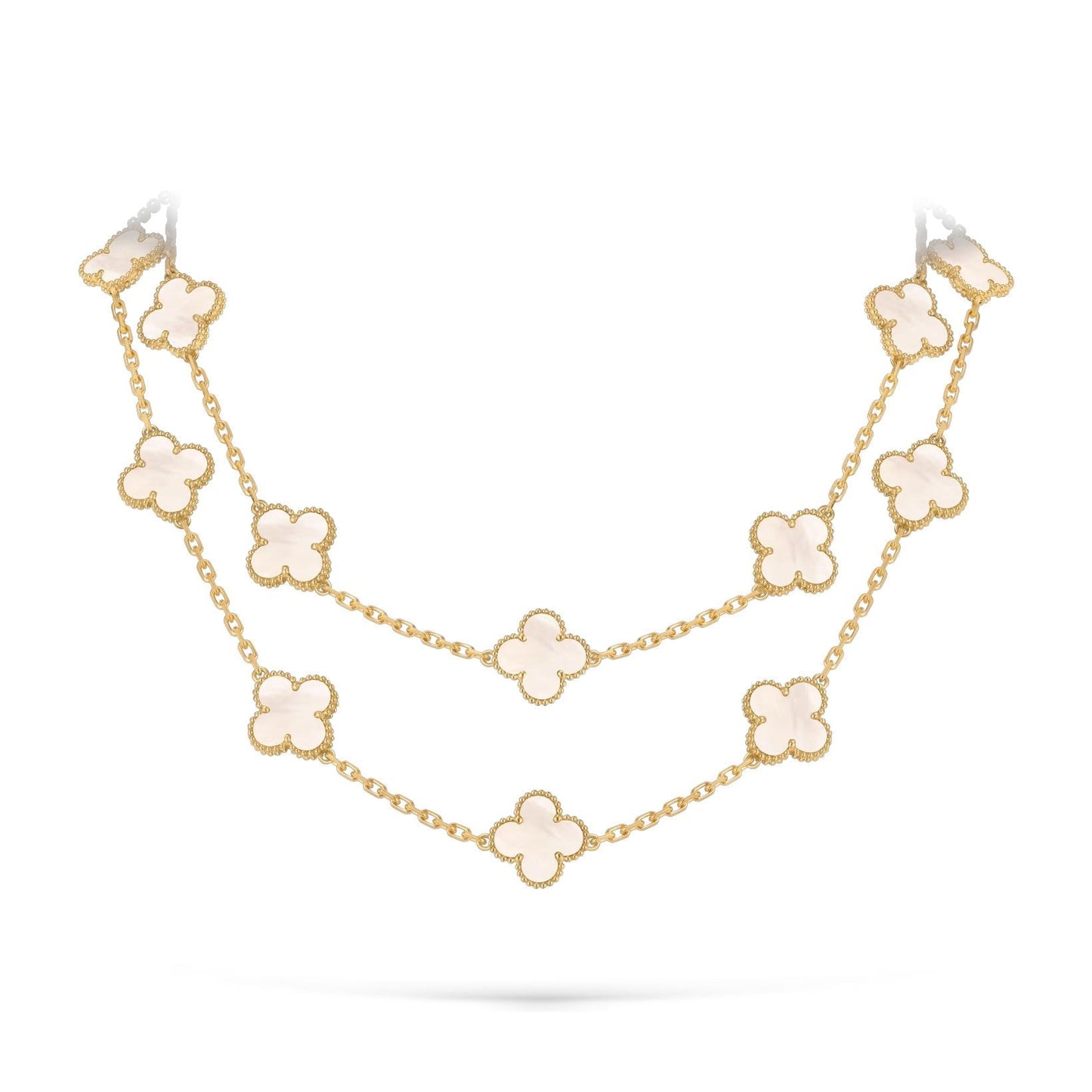 [Riva Jewelry]クラシック20モチーフ ラッキークローバー ロングネックレス ゴールドコレクション