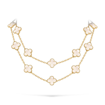 [Riva Jewelry]クラシック20モチーフ ラッキークローバー ロングネックレス ゴールドコレクション