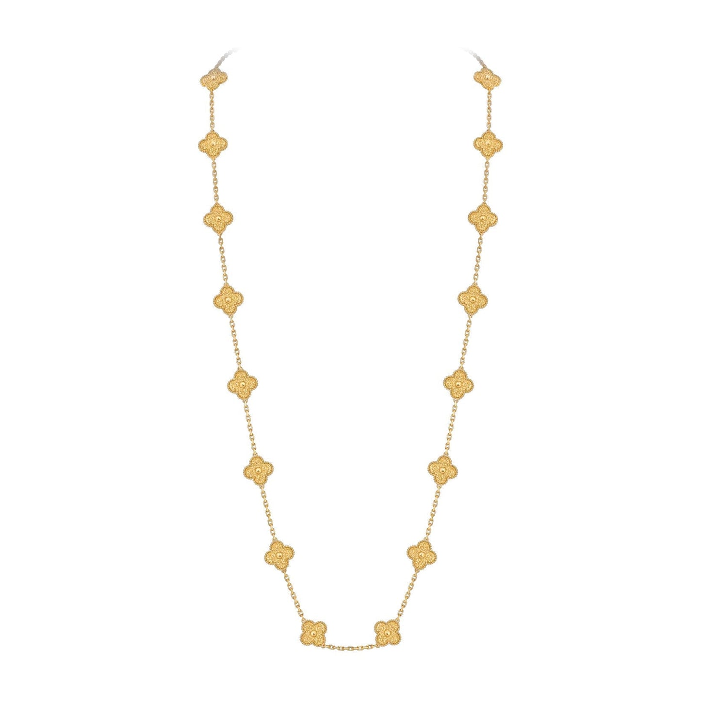 [Riva Jewelry]クラシック20モチーフ ラッキークローバー ロングネックレス ゴールドコレクション