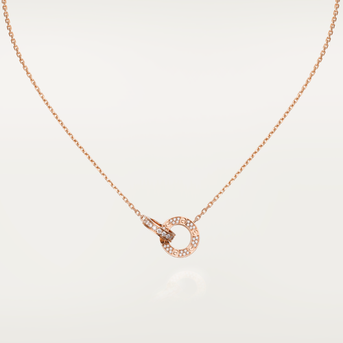 [Riva Jewelry ]LOVE 7.6MM NECKLACE ROSE GOLD AND SILVER  FULL DIAMOND