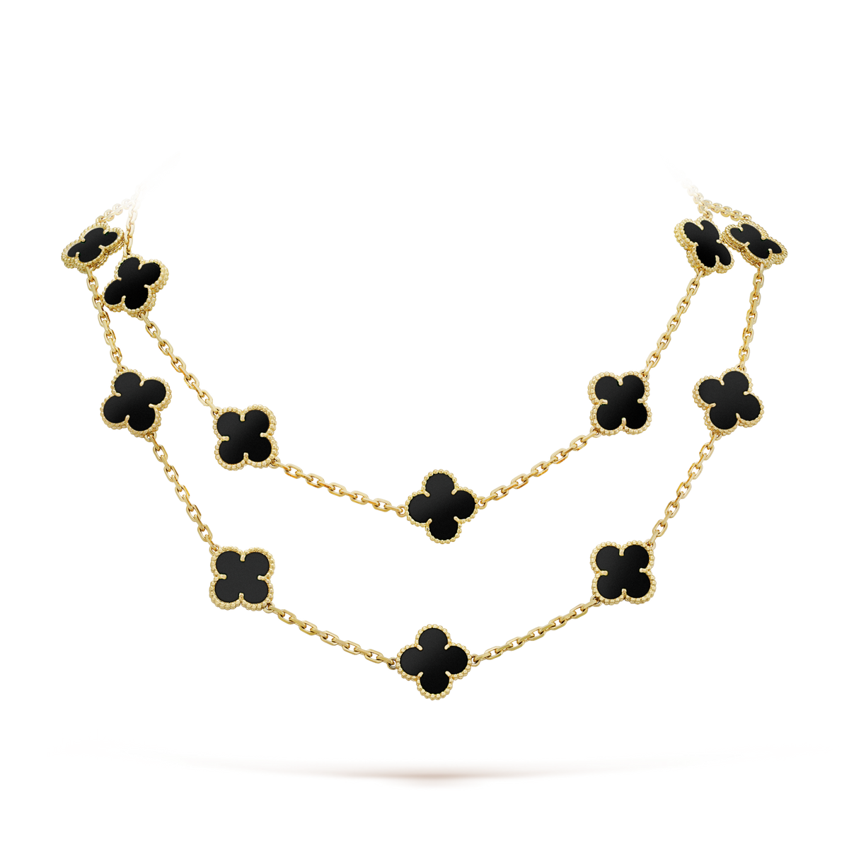 [Riva Jewelry ]CLOVER 20 MOTIFS ONYX NECKLACE