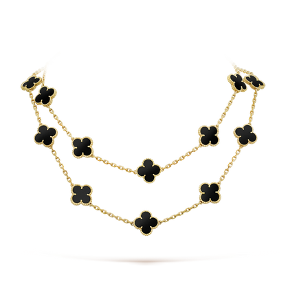[Riva Jewelry ]CLOVER 20 MOTIFS ONYX NECKLACE