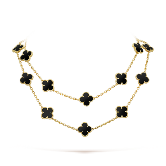 [Riva Jewelry ]CLOVER 20 MOTIFS ONYX NECKLACE