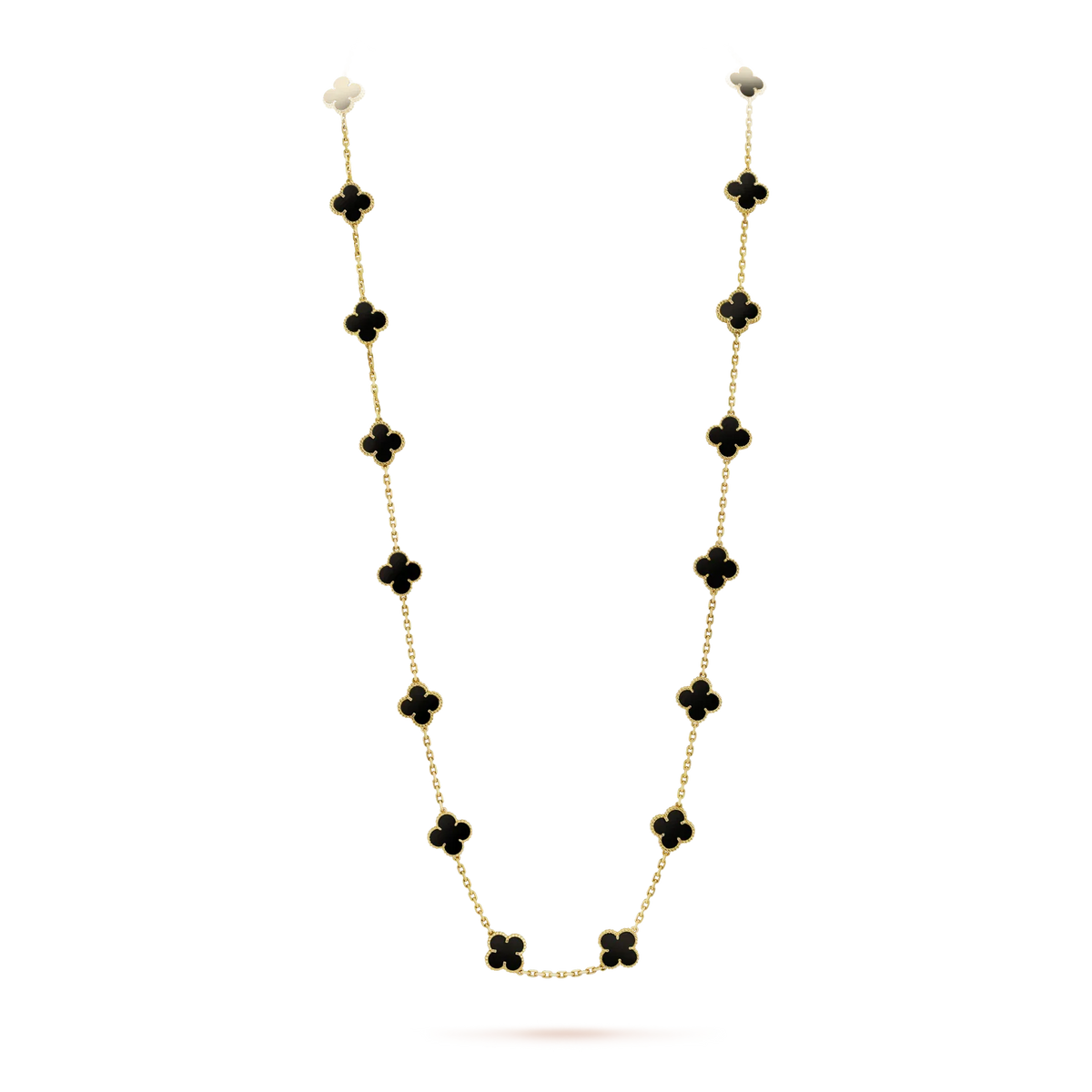 [Riva Jewelry ]CLOVER 20 MOTIFS ONYX NECKLACE