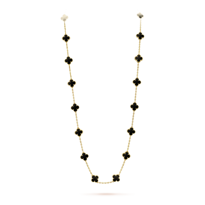[Riva Jewelry ]CLOVER 20 MOTIFS ONYX NECKLACE