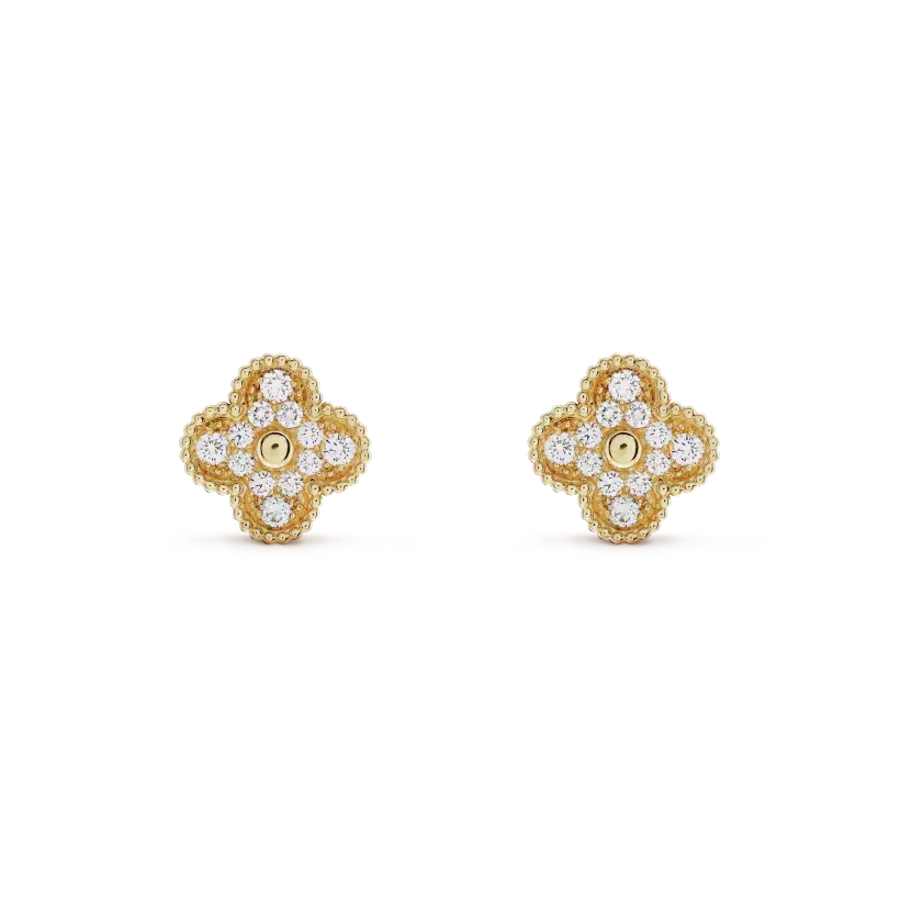 [Riva Jewelry ]CLOVER MEDIUM 1 MOTIFS FUll DIAMOND EARRINGS