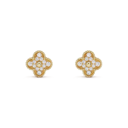 [Riva Jewelry ]CLOVER MEDIUM 1 MOTIFS FUll DIAMOND EARRINGS