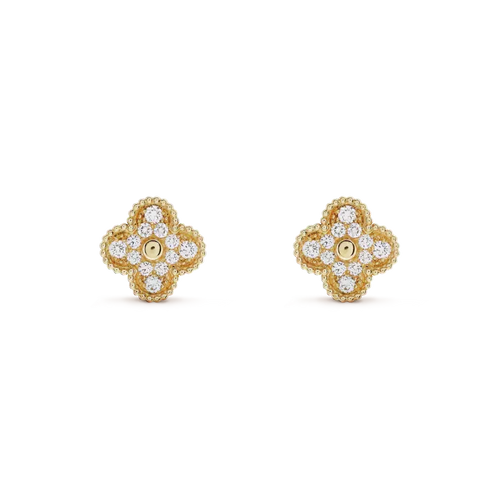 [Riva Jewelry ]CLOVER MEDIUM 1 MOTIFS FUll DIAMOND EARRINGS