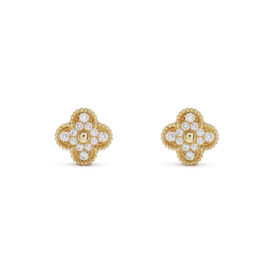 [Riva Jewelry ]CLOVER MEDIUM 1 MOTIFS FUll DIAMOND EARRINGS