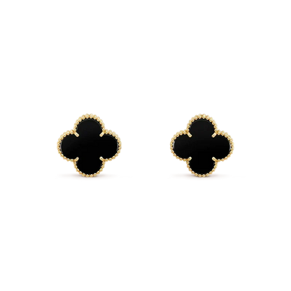 [Riva Jewelry ]CLOVER MEDIUM 1 MOTIFS  ONYX STUD EARRINGS