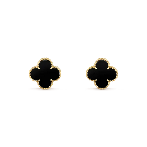 [Riva Jewelry ]CLOVER MEDIUM 1 MOTIFS  ONYX STUD EARRINGS