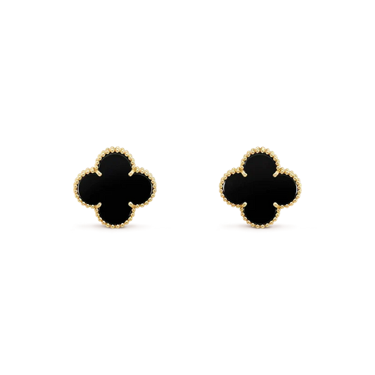 [Riva Jewelry ]CLOVER MEDIUM 1 MOTIFS  ONYX STUD EARRINGS