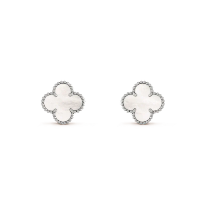 [Riva Jewelry ]CLOVER MEDIUM 1 MOTIFS  WHITE MOP EARRINGS SILVER