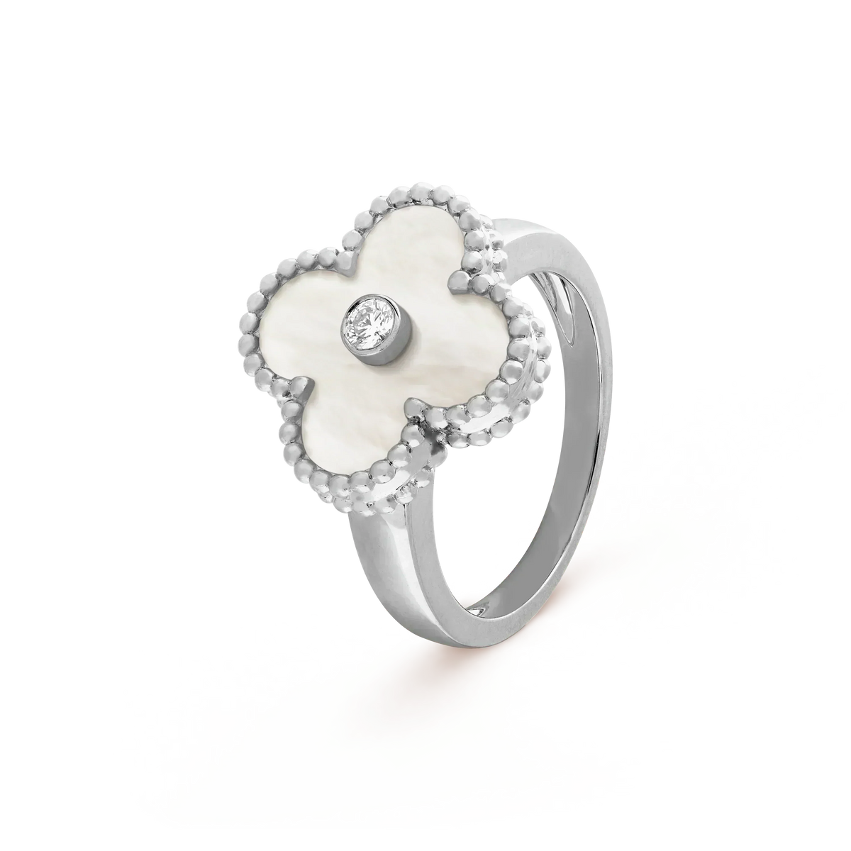 [Riva Jewelry ]CLOVER SILVER MOP DIAMOND RING
