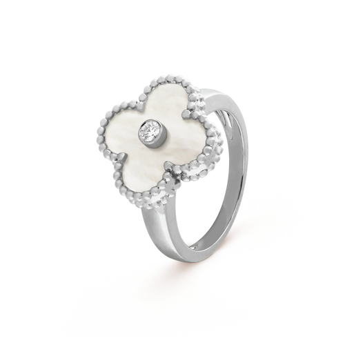 [Riva Jewelry ]CLOVER SILVER MOP DIAMOND RING