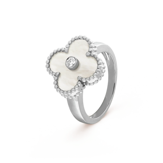 [Riva Jewelry ]CLOVER SILVER MOP DIAMOND RING