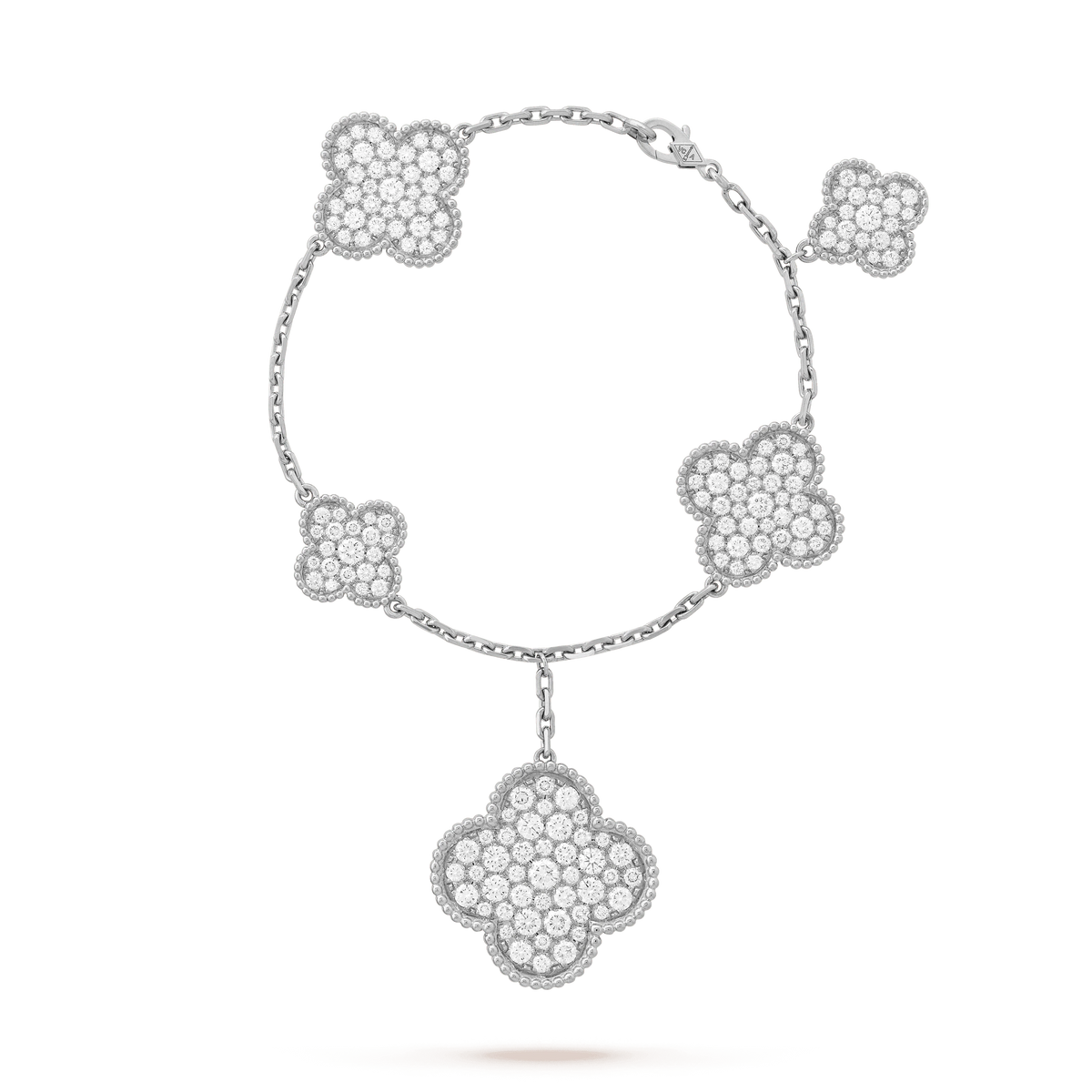 [Riva Jewelry ]CLOVER 6 MOTIFS SILVER DIAMOND BRACELET