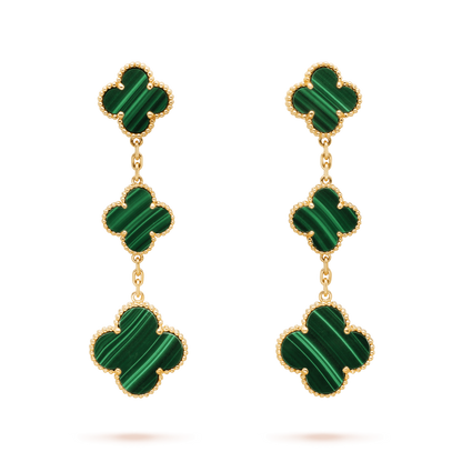 [Riva Jewelry ]CLOVER MALACHITE 3 MOTIFS GOLD