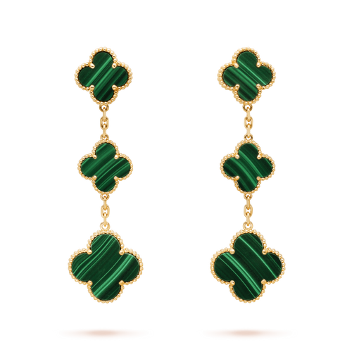 [Riva Jewelry ]CLOVER MALACHITE 3 MOTIFS GOLD