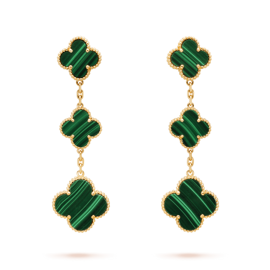 [Riva Jewelry ]CLOVER MALACHITE 3 MOTIFS GOLD