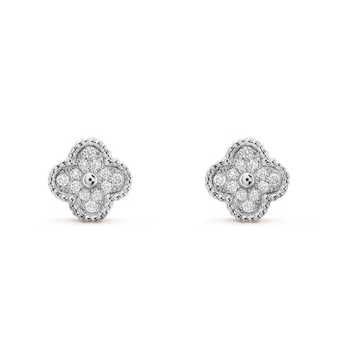 [Riva Jewelry ]CLOVER MINI DIAMOND STUD EARRINGS