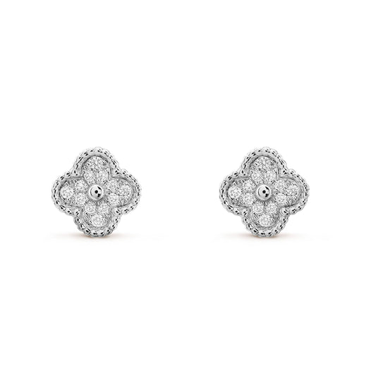 [Riva Jewelry ]CLOVER MINI DIAMOND STUD EARRINGS