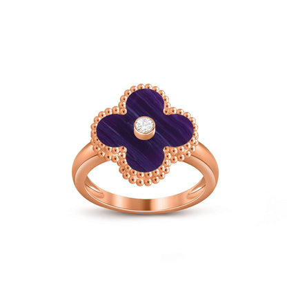 [Riva Jewelry]Glücks-Klee Diamant-Akzent-Roségoldring-Kollektion