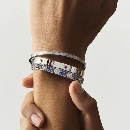 [Riva Jewelry] クラシック 6.1MM ラブブレスレット 10ダイヤモンド マルチカラー