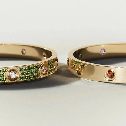 [Riva Jewelry] クラシック 6.1MM ラブブレスレット 10ダイヤモンド マルチカラー