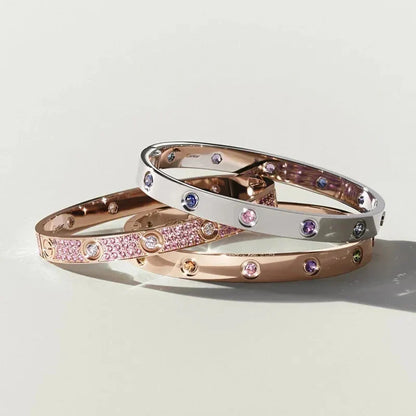 [Riva Jewelry] クラシック 6.1MM ラブブレスレット 10ダイヤモンド マルチカラー