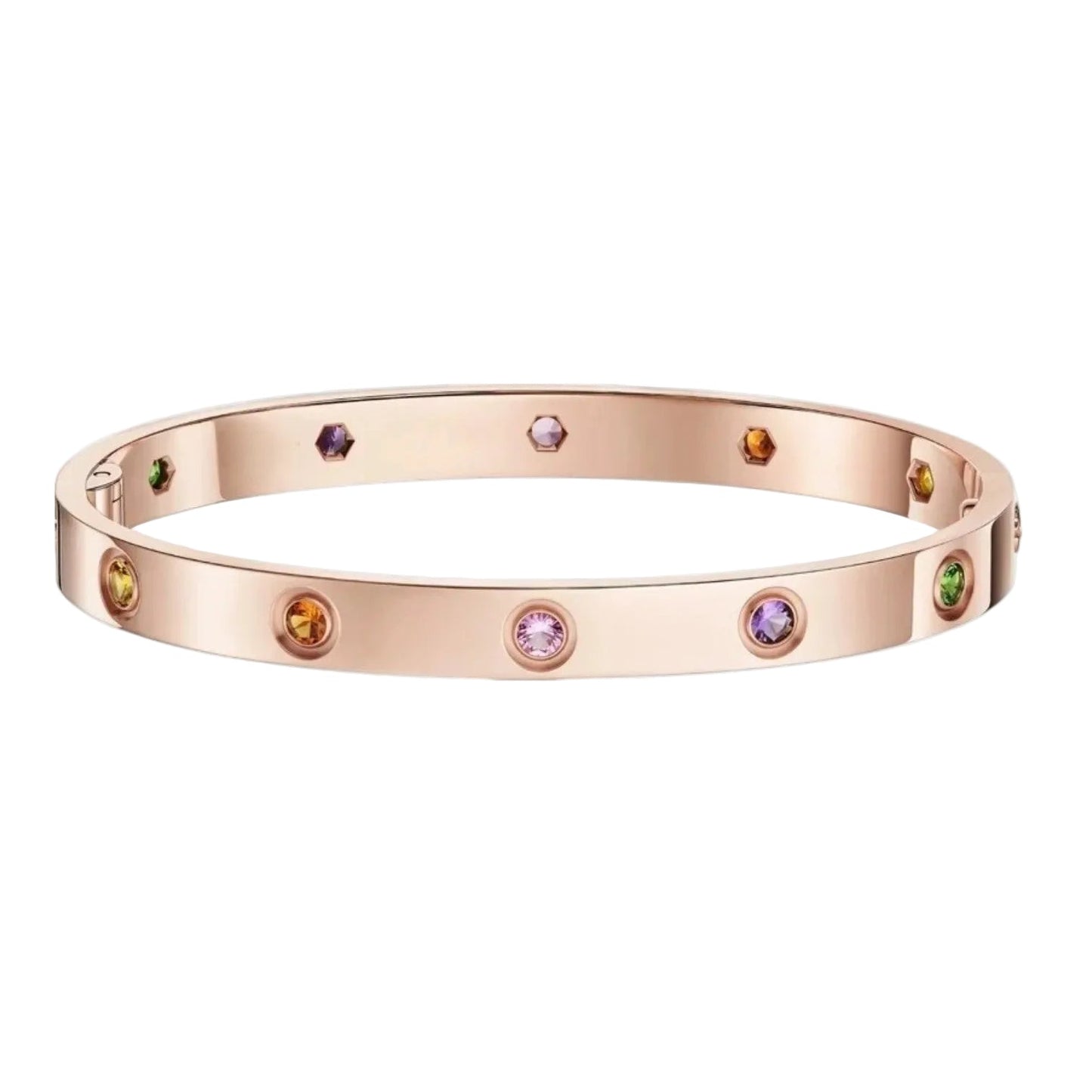 [Riva Jewelry] クラシック 6.1MM ラブブレスレット 10ダイヤモンド マルチカラー