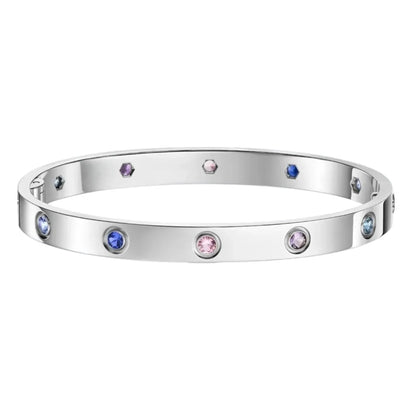 [Riva Jewelry] クラシック 6.1MM ラブブレスレット 10ダイヤモンド マルチカラー