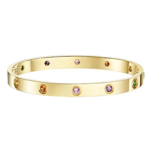 [Riva Jewelry] クラシック 6.1MM ラブブレスレット 10ダイヤモンド マルチカラー