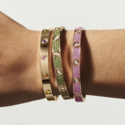 [Riva Jewelry] クラシック 6.1MM ラブブレスレット 10ダイヤモンド マルチカラー