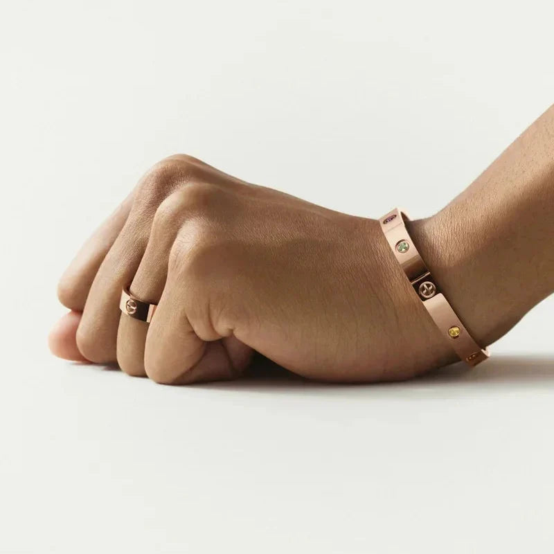 [Riva Jewelry] クラシック 6.1MM ラブブレスレット 10ダイヤモンド マルチカラー