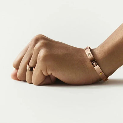 [Riva Jewelry] クラシック 6.1MM ラブブレスレット 10ダイヤモンド マルチカラー