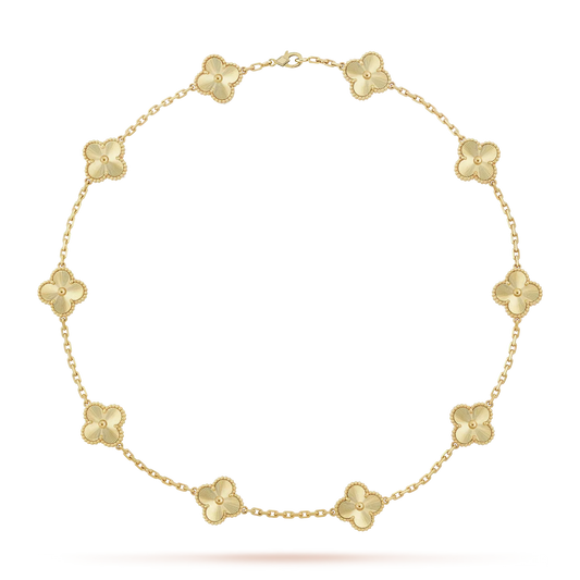 [Riva Jewelry]KLASSISCHE GLÜCKSBRINGER 10-MOTIV KLEEB LOREN HALSKETTE GOLD-KOLLEKTION