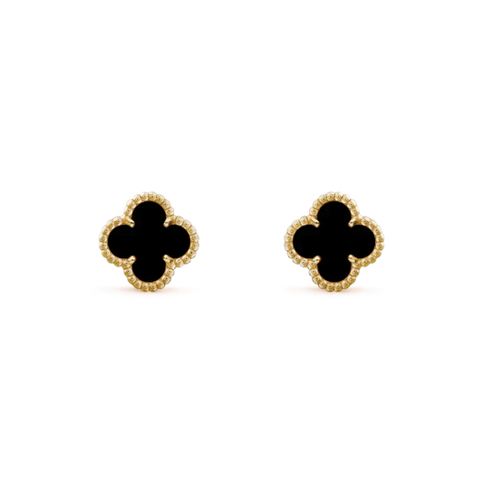 [Riva Jewelry ]CLOVER MINI 9.5MM BLACK MOP EARRINGS