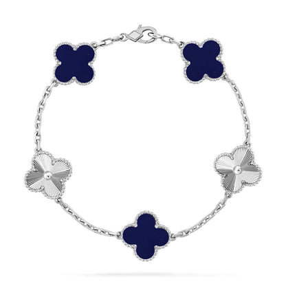 [Riva Jewelry]LUCKY CLOVER 5-MOTIF BRACELET - LAPIS LAZULI COLLECTION