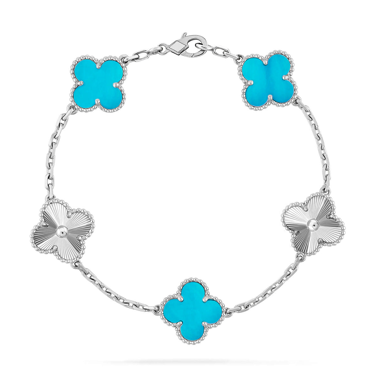[Riva Jewelry]LUCKY CLOVER 5-MOTIF ARMBAND - TÜRKIS KOLLEKTION