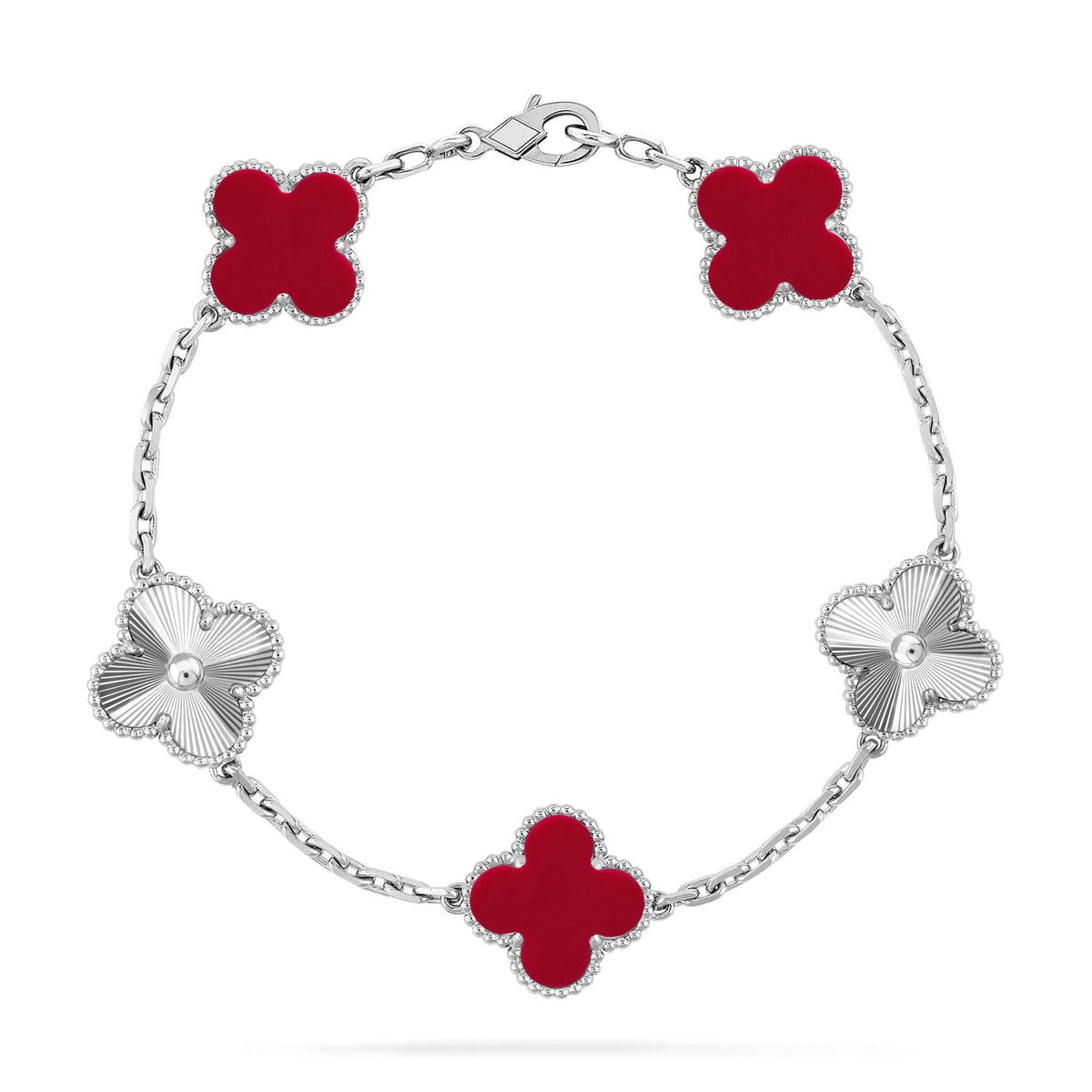 [Riva Jewelry ] CLOVER 5 MOTIF RED CORNELIAN BRACELET COLLECTION