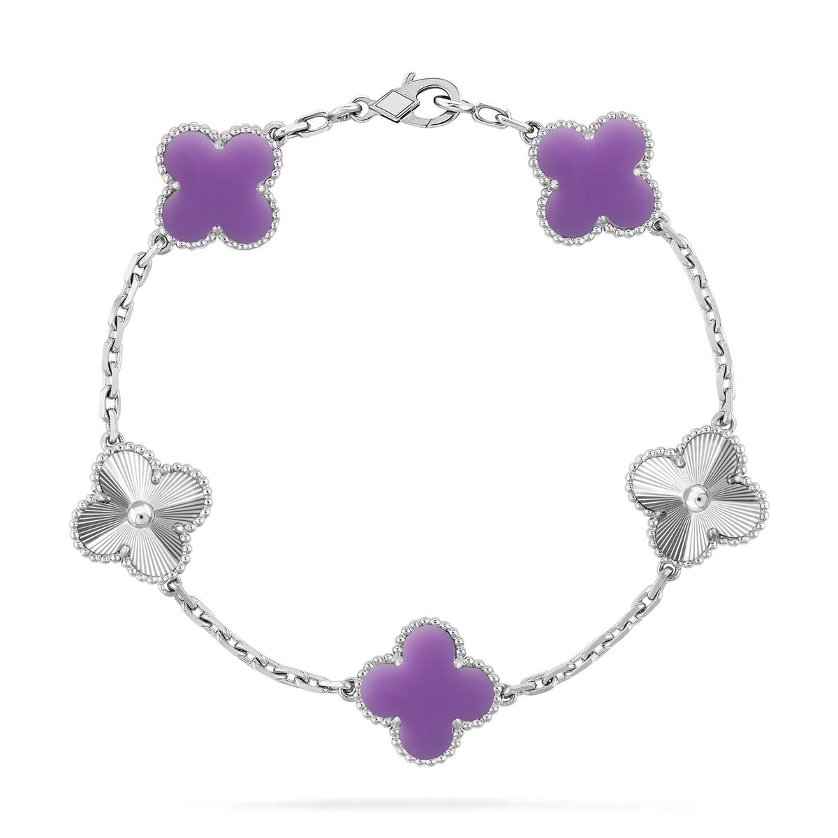 [Riva Jewelry ]CLOVER 5 MOTIF LIGHT PURPLE BRACELET COLLECTION