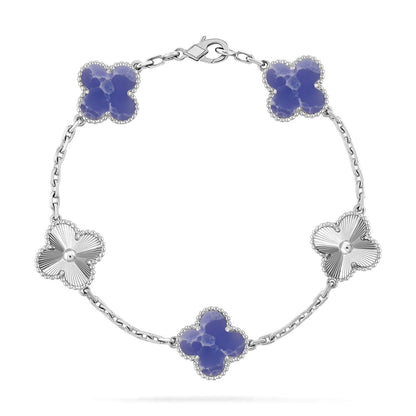 [Riva Jewelry]LUCKY CLOVER 5-MOTIF BRACELET - BLUE LARIMAR COLLECTION