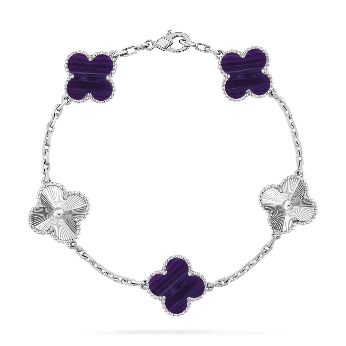 [Riva Jewelry ]CLOVER 5 MOTIF PURPLE STRIPES BRACELET COLLECTION