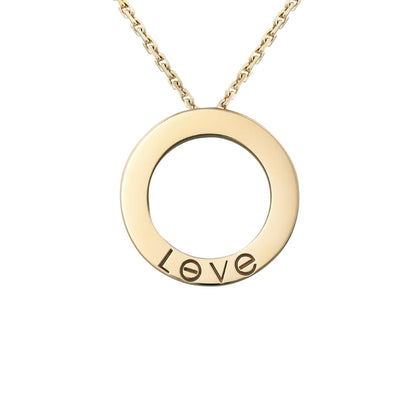 [Riva Jewelry]LOVE LARGE CIRCULAR PENDANT FULL-PAVÉ DIAMOND NECKLACE