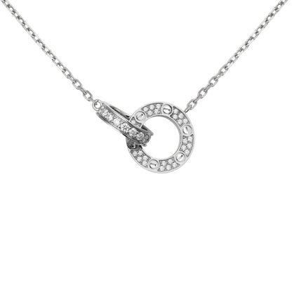 [Riva Jewelry]LOVE DOUBLE-RING PENDANT FULL-PAVÉ NECKLACE