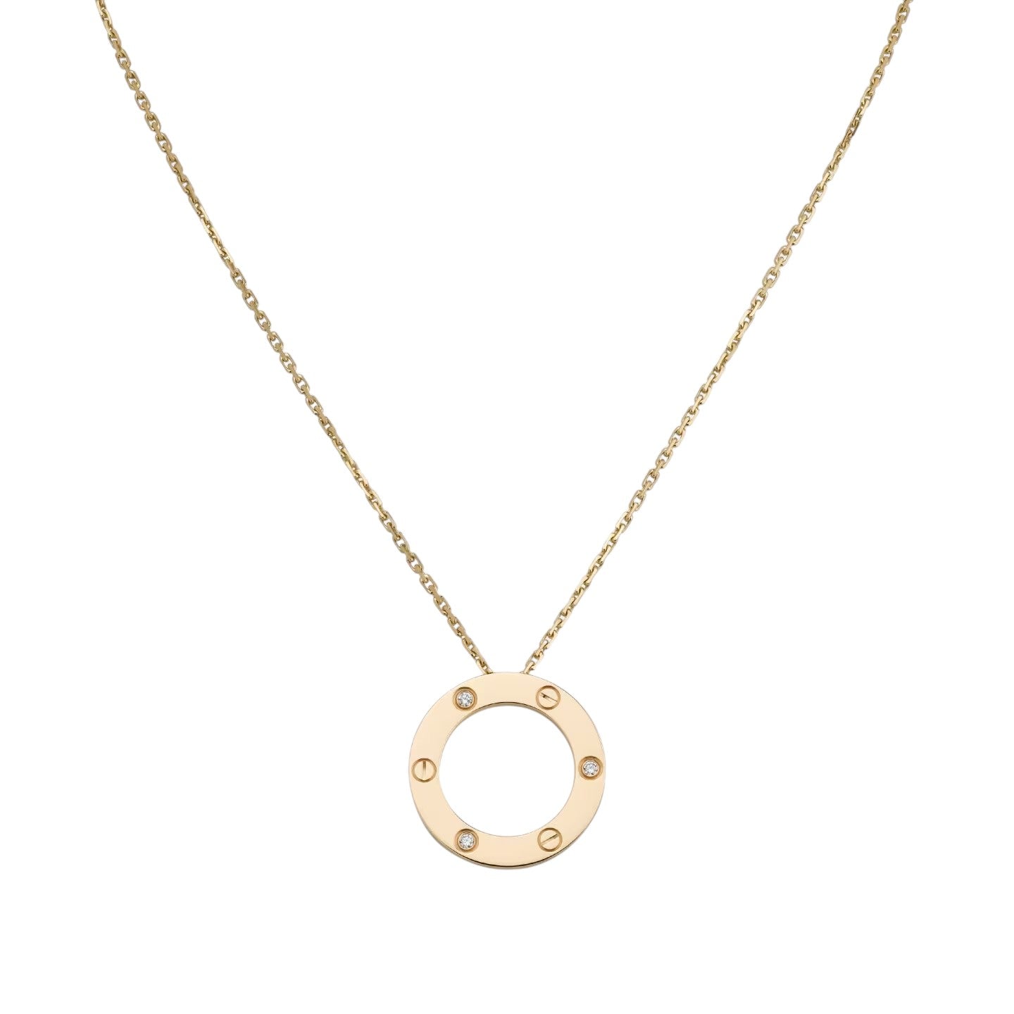 [Riva Jewelry]LOVE LARGE CIRCULAR PENDANT 3-DIAMOND NECKLACE
