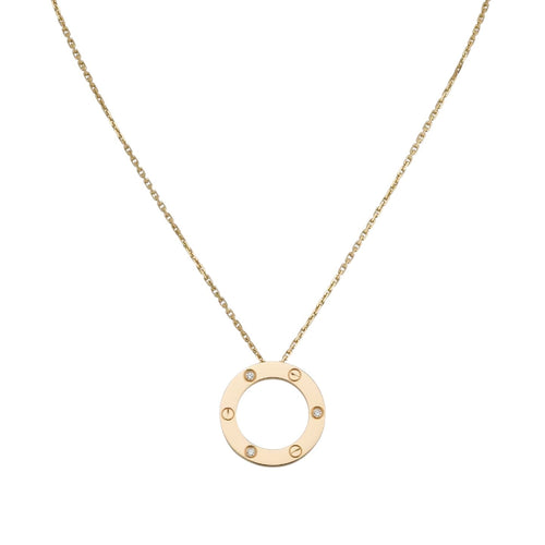[Riva Jewelry]LOVE LARGE CIRCULAR PENDANT 3-DIAMOND NECKLACE