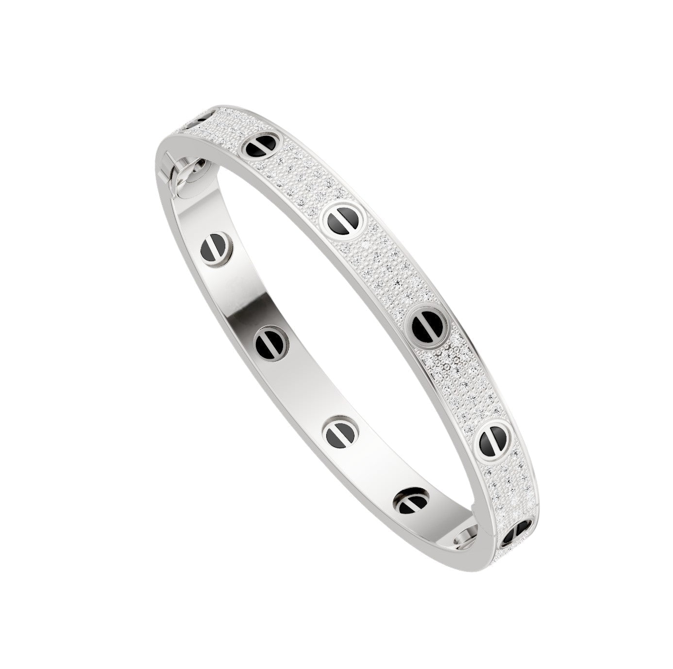 [Riva Jewelry]KLASSISCHER 6,1 MM LOVE BANGLE – DIAMANT PAVÉ & SCHWARZE KERAMIK
